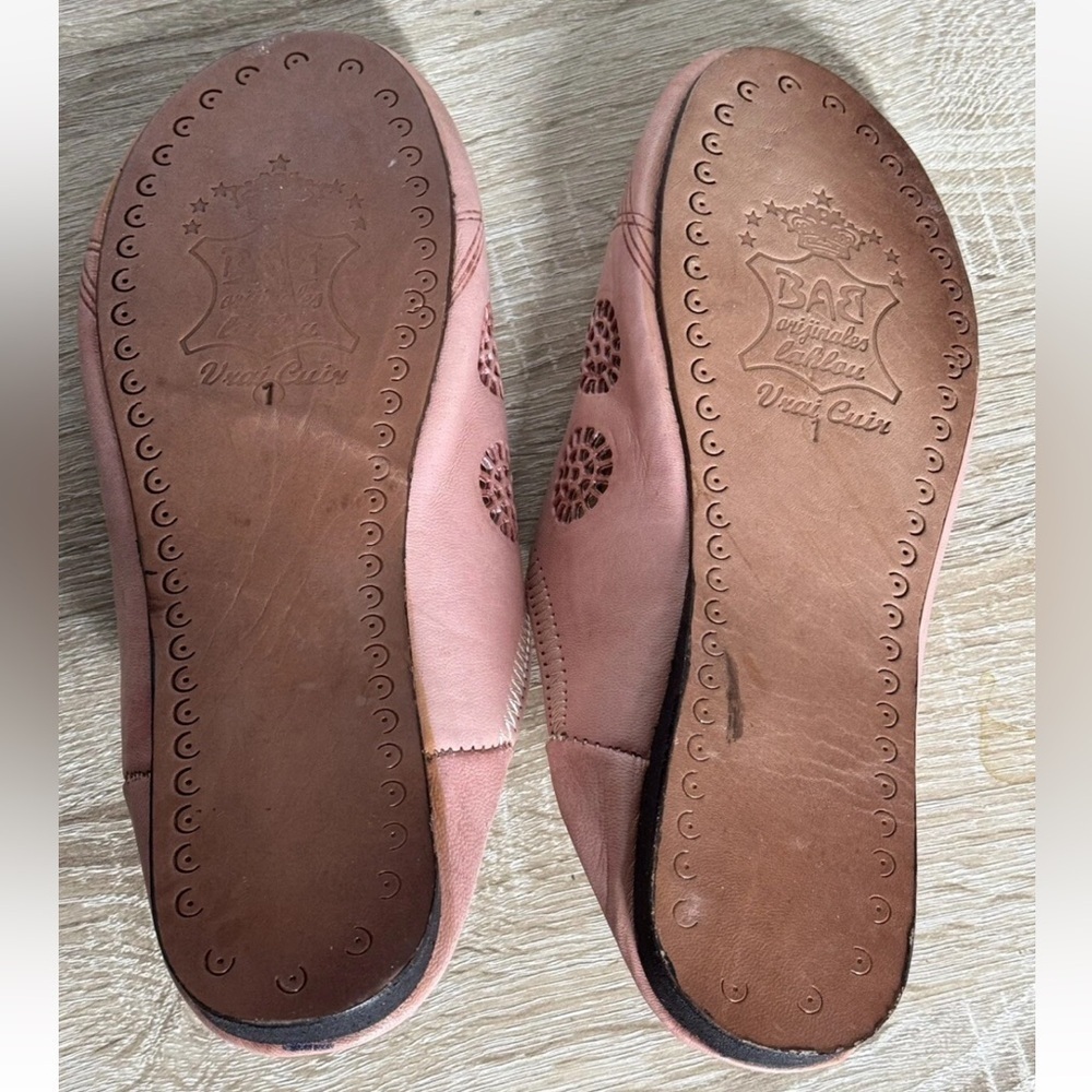 Moroccan Peach Leather Lahlou Women 8 Mules Slippers Slides Shoes - Picture 7 of 10
